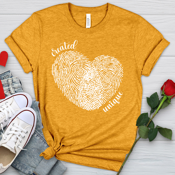 Created Unique Fingerprint Heart Heathered Tee