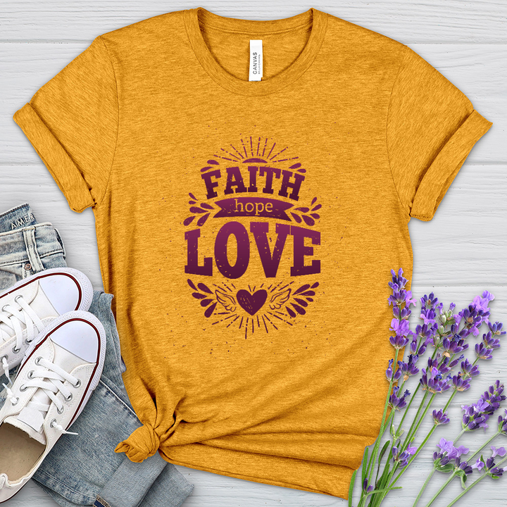 Faith Hope Love Angel Heart Heathered Tee