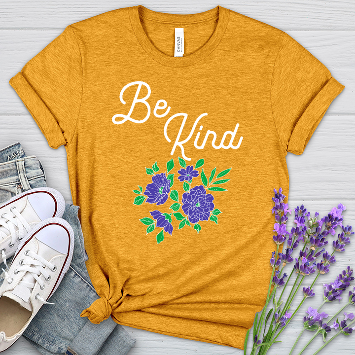 Be Kind Purple Flowers Heathered Tee