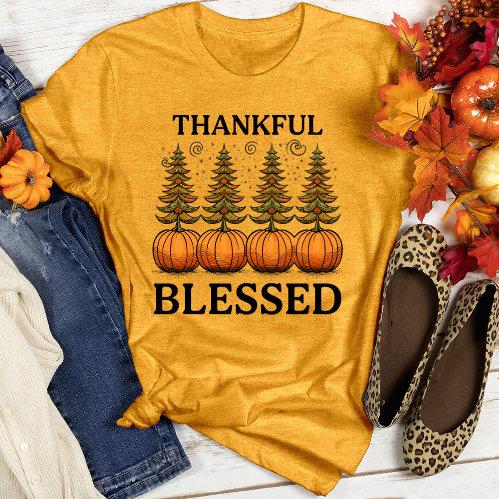 Autumn Pine Trees Heathered Tee