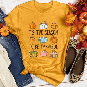 Tis The Season Pumpkins Heathered Tee