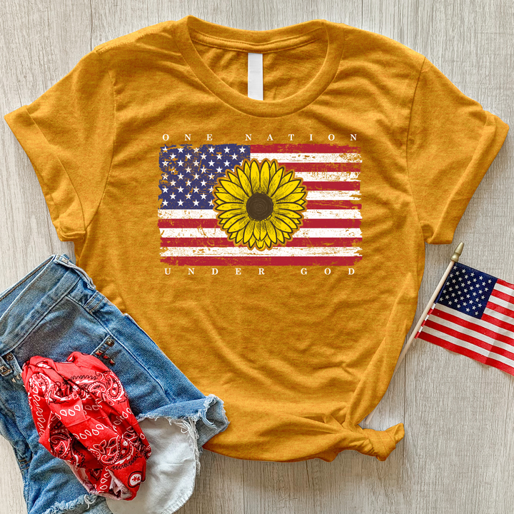 One Nation Flag Heathered Tee