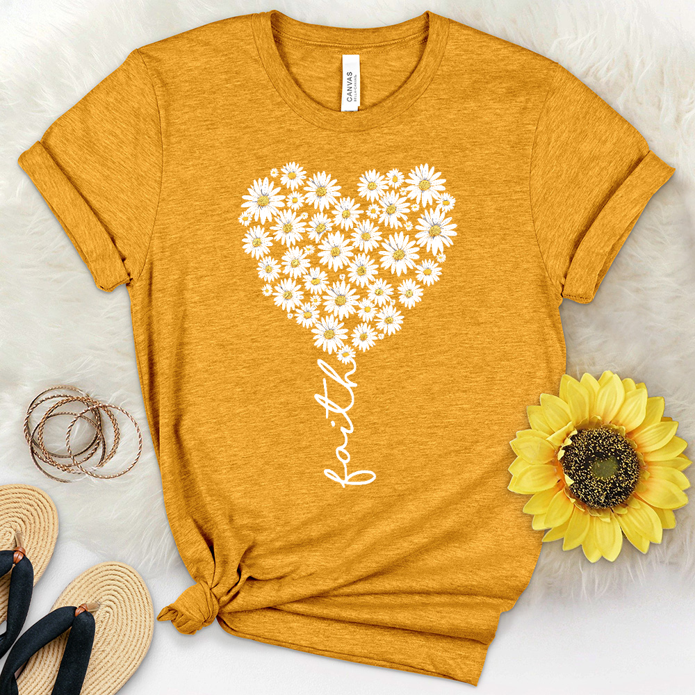 Faith Daisy Heart Heathered Tee