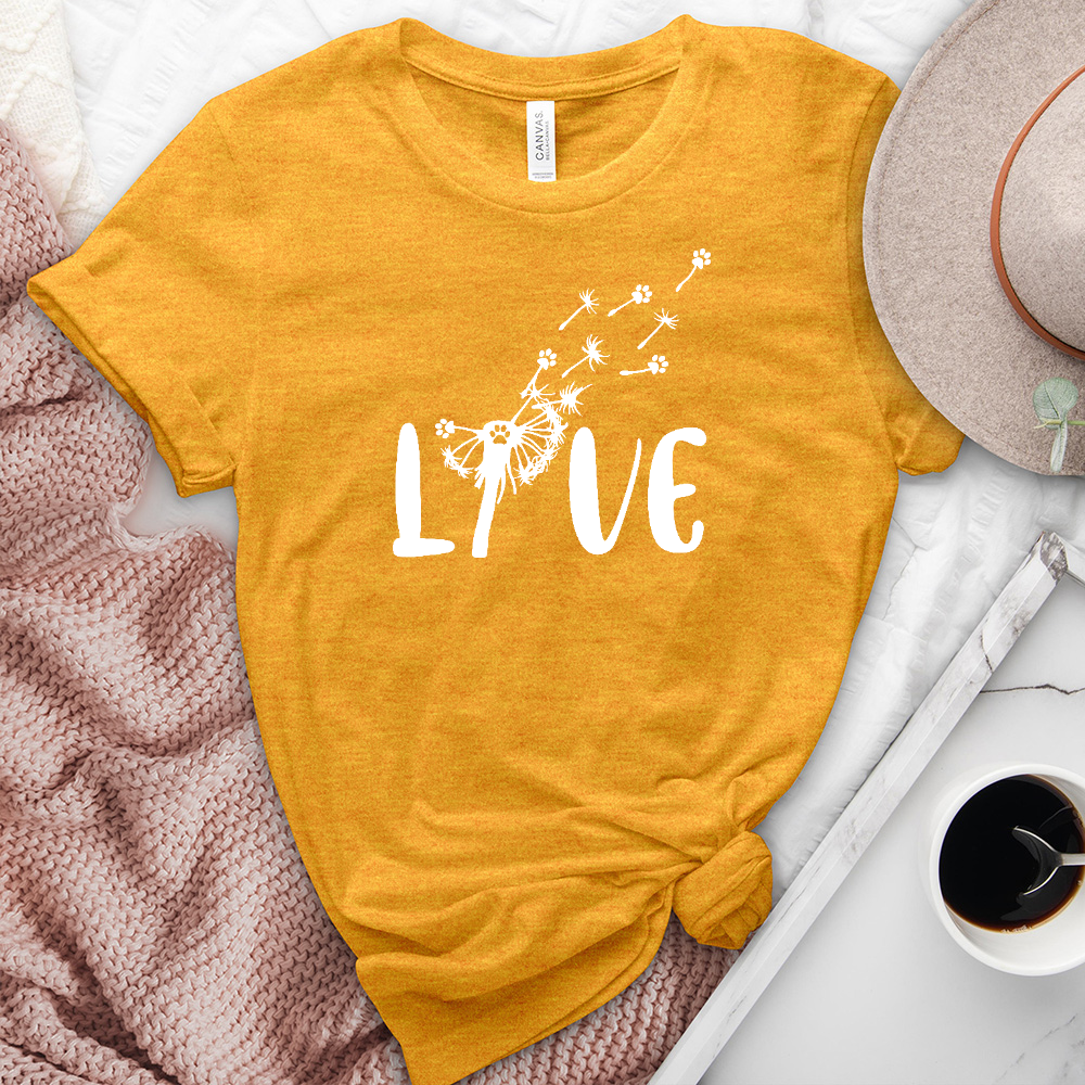 Paw Print Dandelion Love Heathered Tee