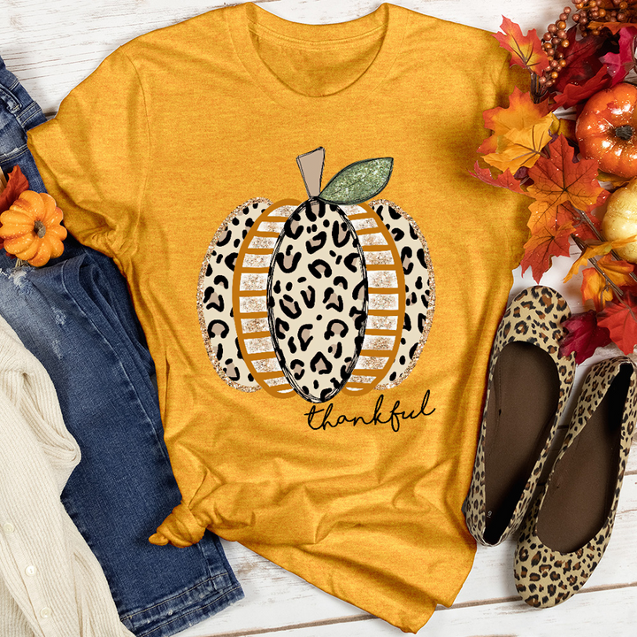 Thankful Leopard Spotted Pumpkin Heathered Tee