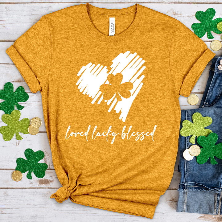 Loved Blessed Heart Heathered Tee