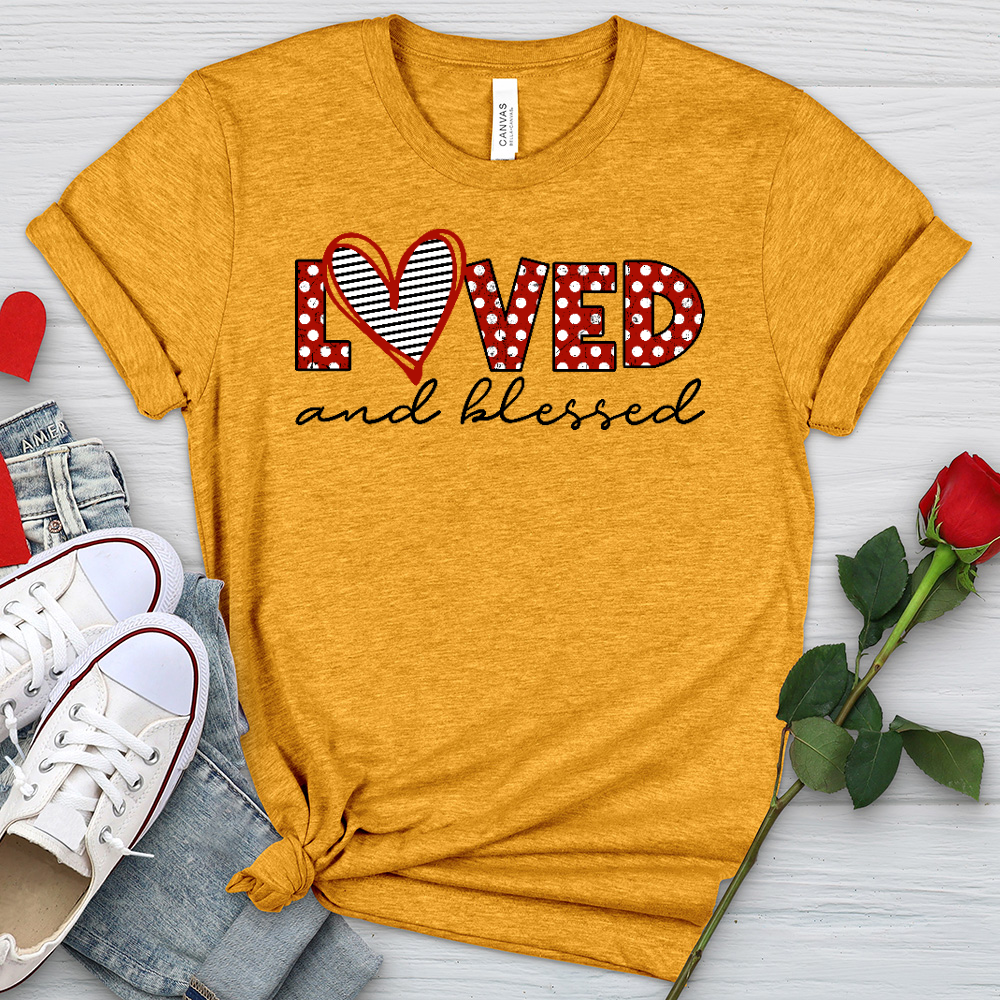 Loved and Blessed Letters Heathered Tee