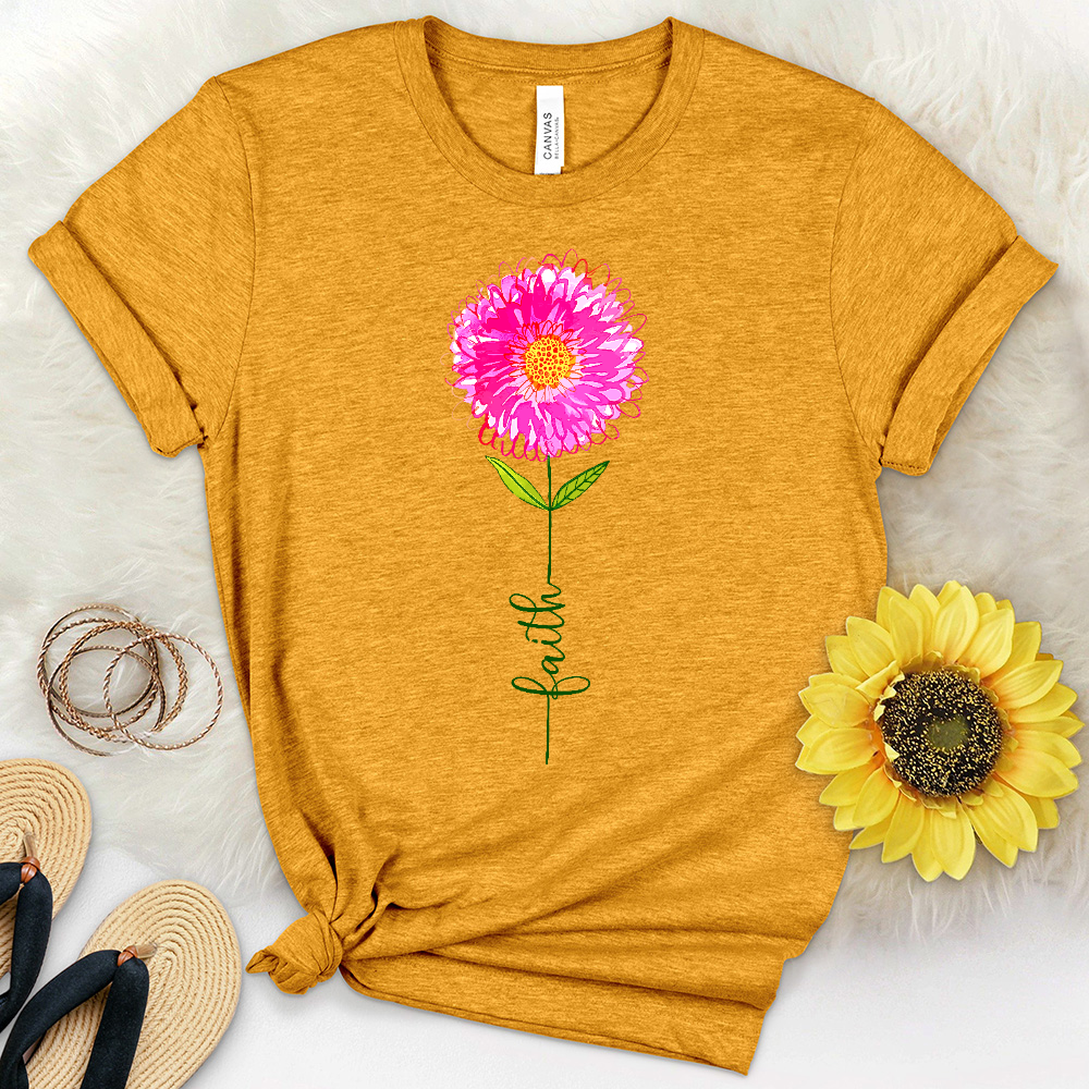 Pink Faith Flower Heathered Tee