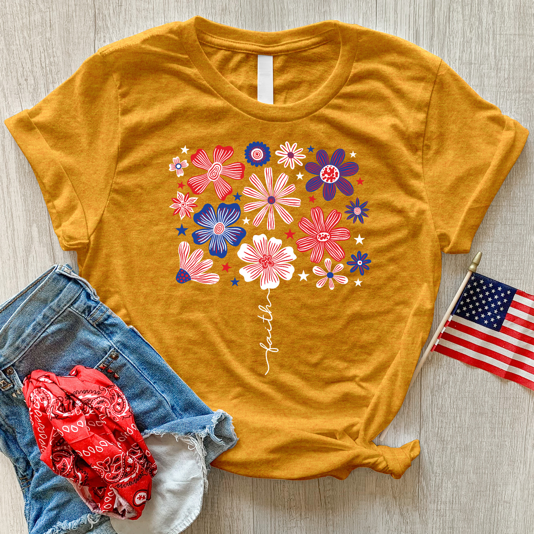 American Faith Flower Heathered Tee