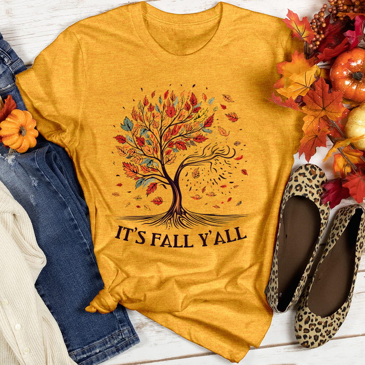 It's Fall Y'all Blooming Heathered Tee