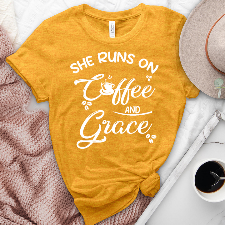 Runs On Grace Heathered Tee