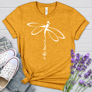 He Lives Dragonfly White Heathered Tee