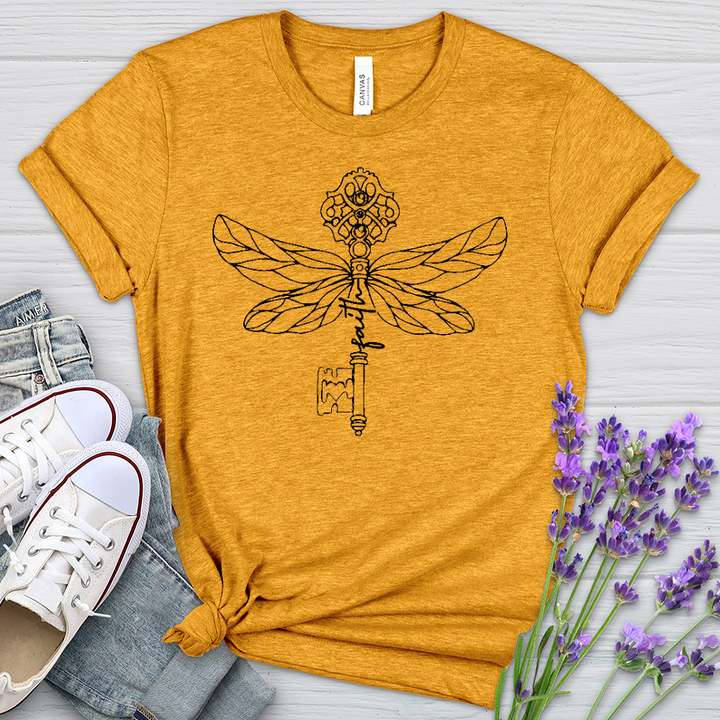 Faith Key Dragonfly  Heathered Tee