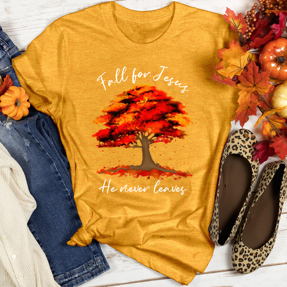 Watercolor Falling Leaves Heathered Tee