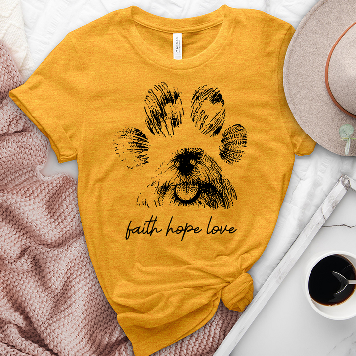 Faith Paw Print Face Heathered Tee