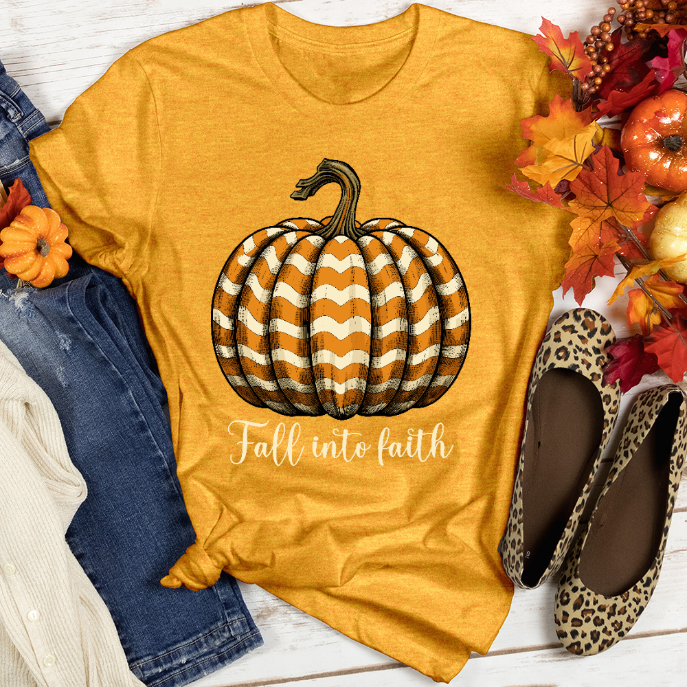 Fall Into Faith Pumpkin Heathered Tee