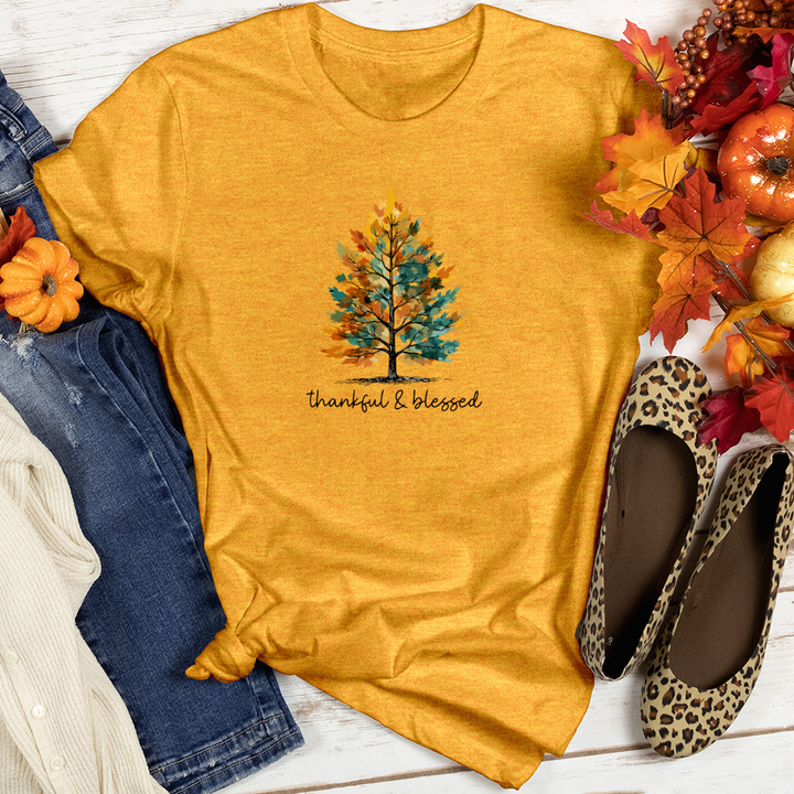 Retro Watercolor Pine Tree Heathered Tee