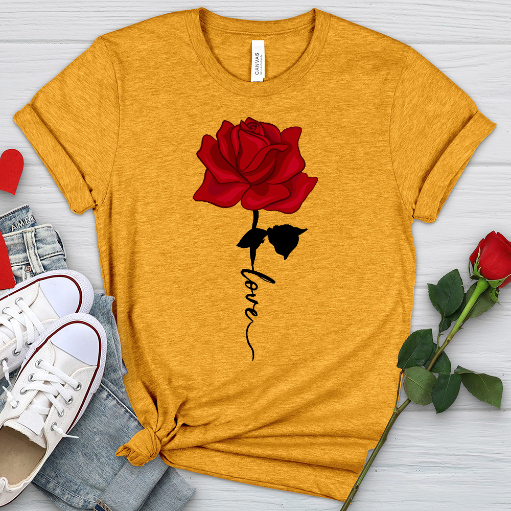 Red Love Rose Heathered Tee