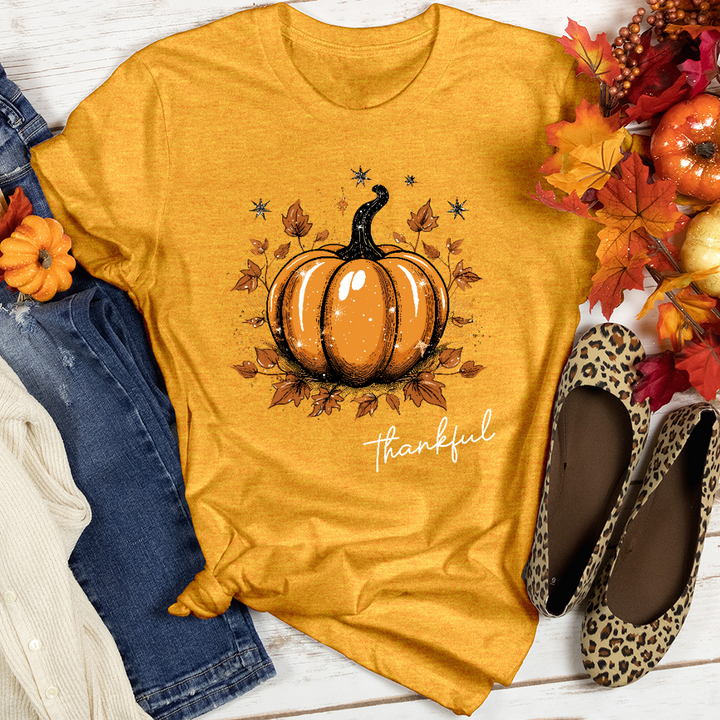 Sparkling Thankful Pumpkin Heathered Tee