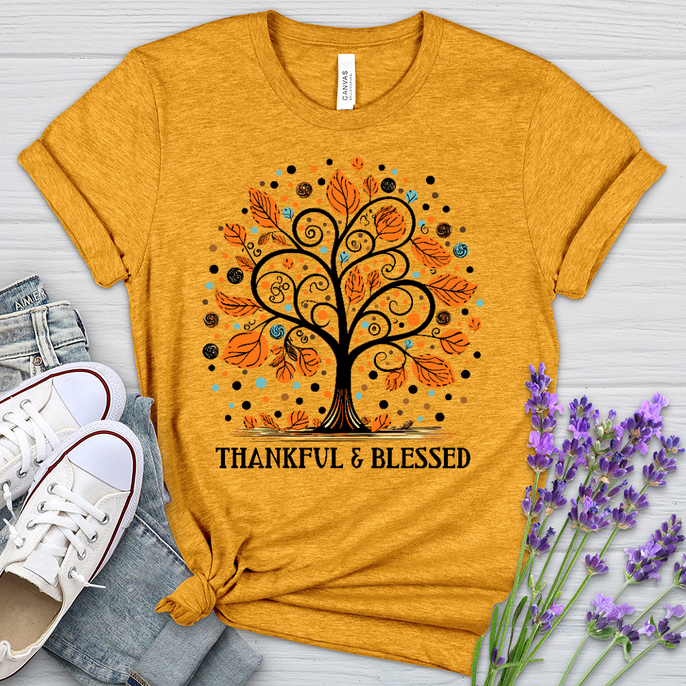 Thankful Halloween Spots Heathered Tee