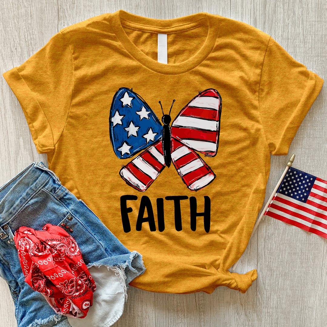 USA Faith Butterfly Heathered Tee