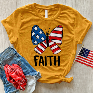 USA Faith Butterfly Heathered Tee