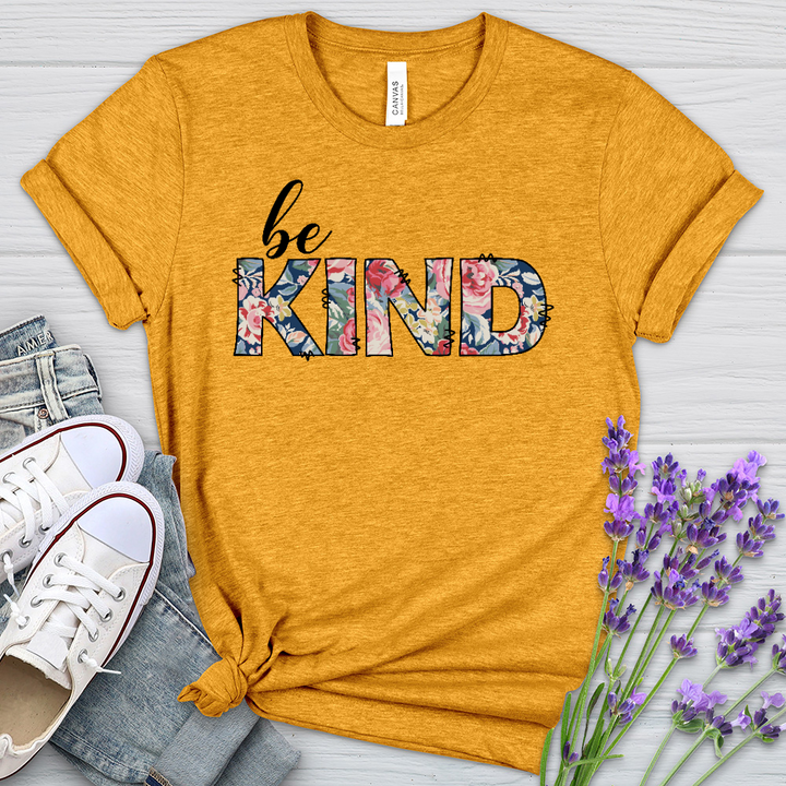 Be Kind Flowers Heathered Tee