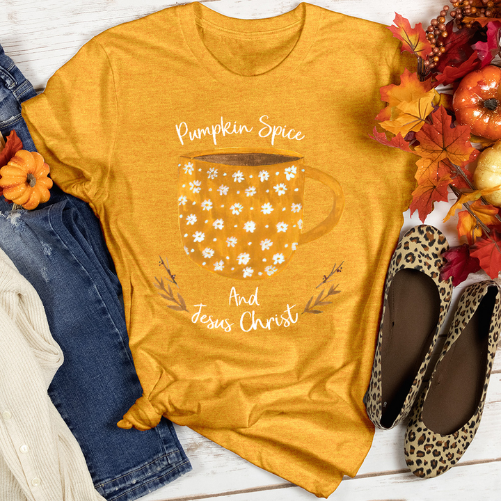 Pumpkin Spice and Jesus Christ Heathered Tee