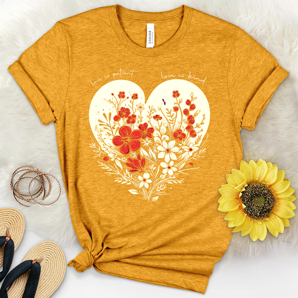 Faith Red Floral Heart Heathered Tee