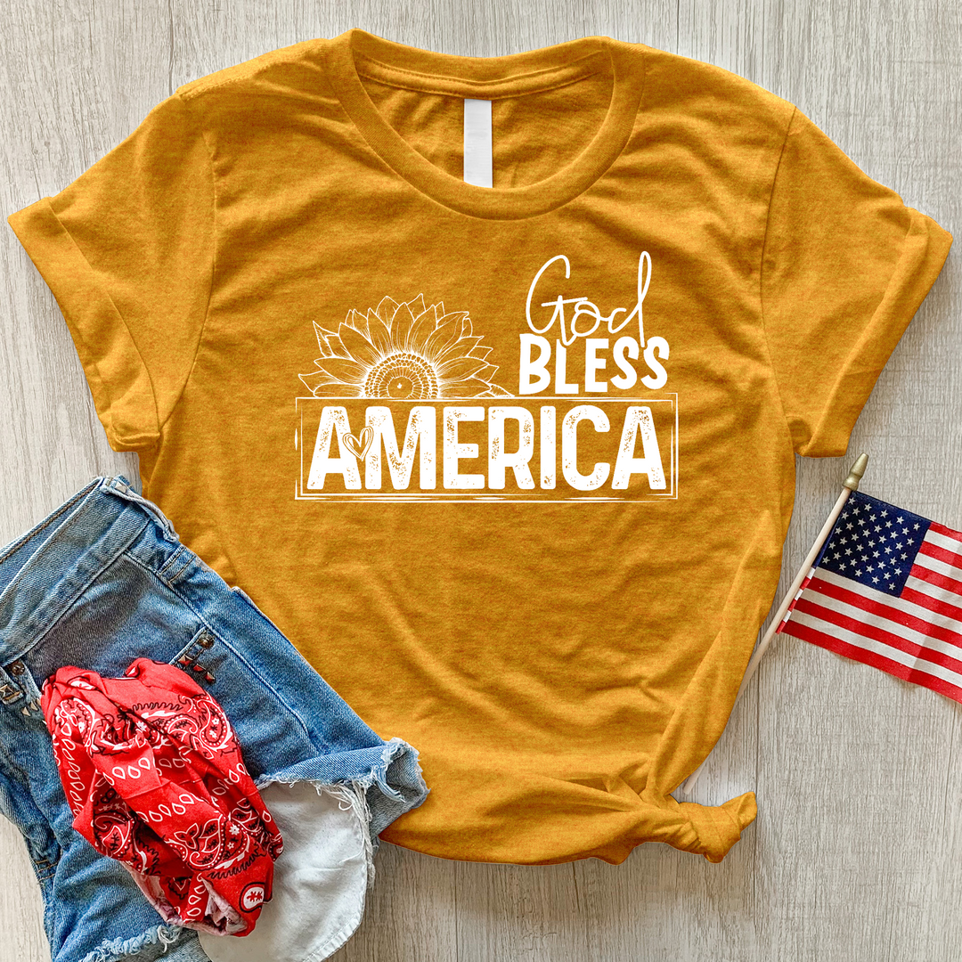 God Bless Sunflower Art Heathered Tee