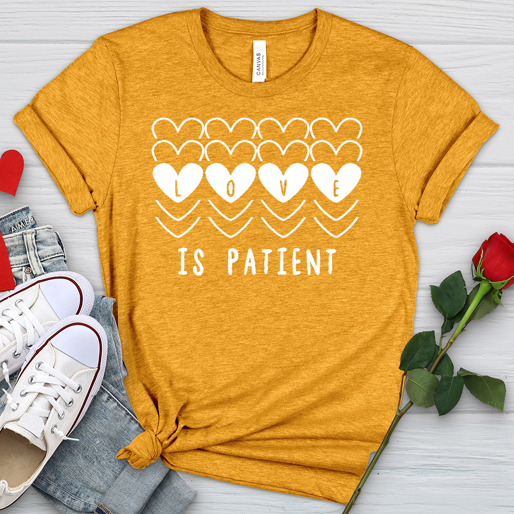 Love Is Patient Hearts Heathered Tee