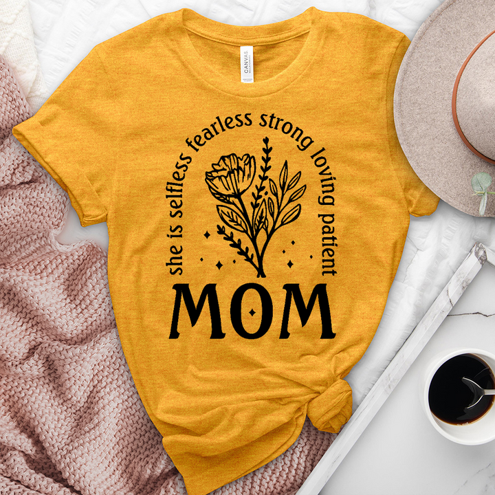 She Is Mom Flower Heathered Tee