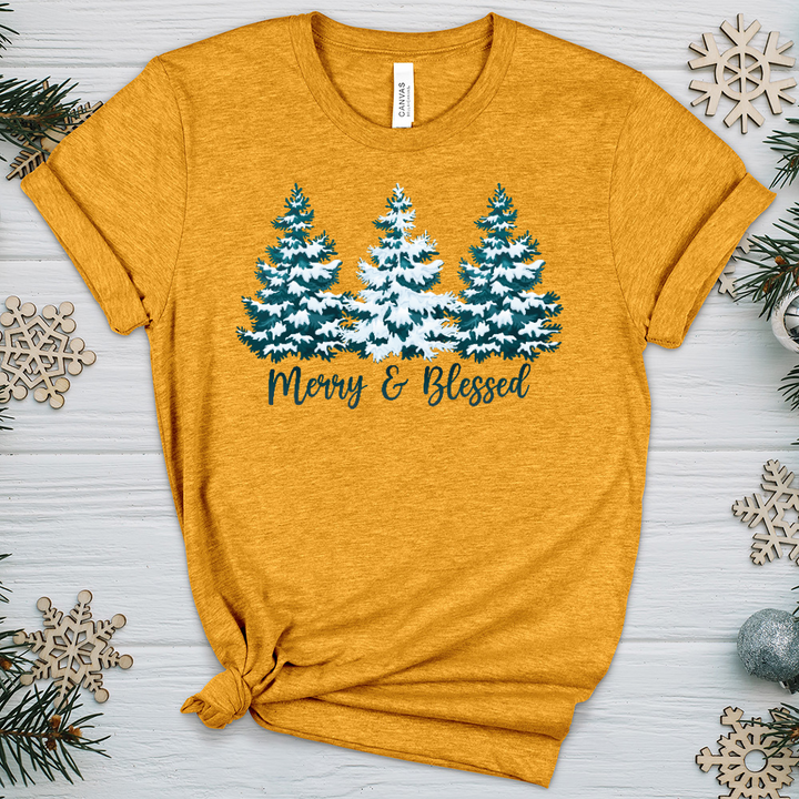 Snowy Blessed Trees Heathered Tee