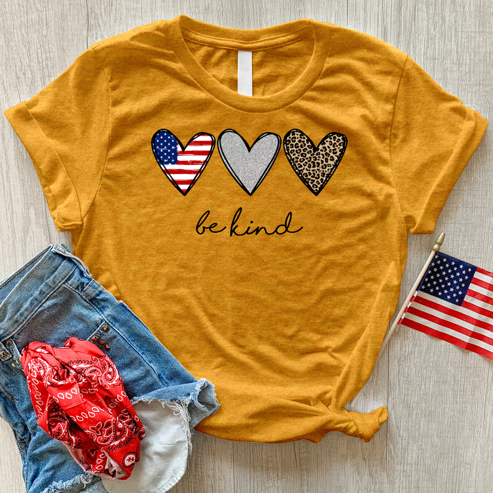 Be Kind Heart Flag Heathered Tee