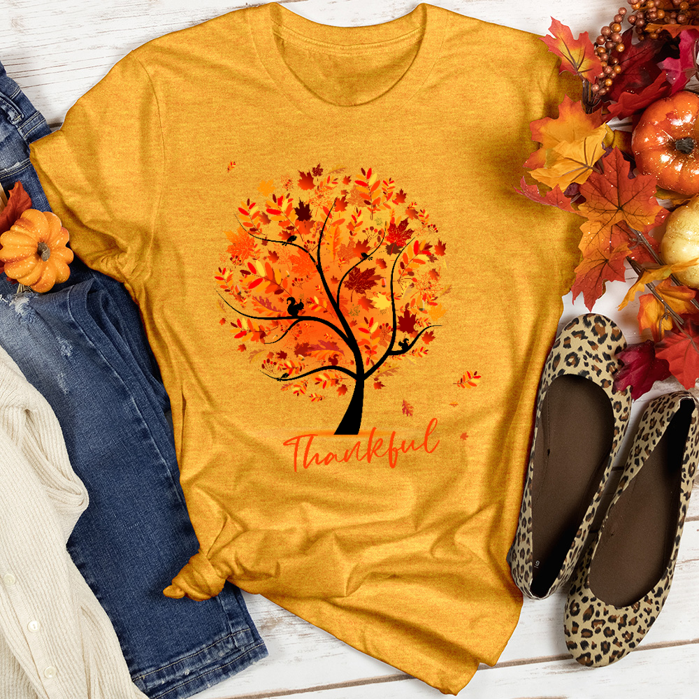 Thankful Autumn Tree Heathered Tee