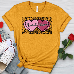 Loved Blessed Pink Hearts Heathered Tee