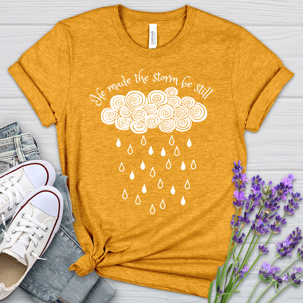 He Made The Storm Heathered Tee