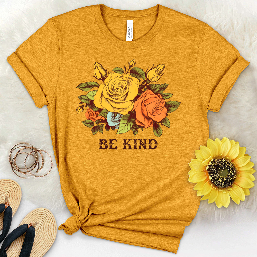 Be Kind Colored Roses Heathered Tee