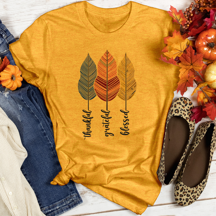 Retro Foliage Stripe Trio Heathered Tee