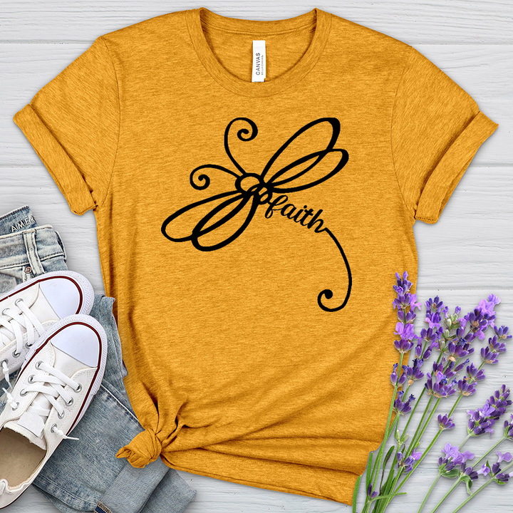 Faith Dragonfly Word Art Heathered Tee