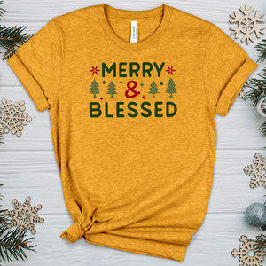 Merry & Blessed Plaid Green Heathered Tee