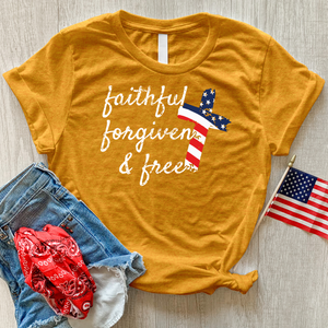 Faithful Stripes Flag Heathered Tee