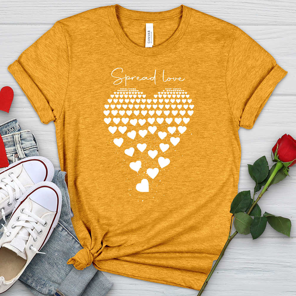 Spread Love Floating Hearts Heathered Tee