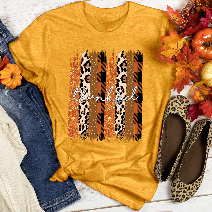 Thankful Watercolor Stripes Heathered Tee