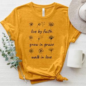 Live By Faith Dandelion Heathered Tee