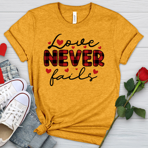 Love Never Fails Red Patterned Heathered Tee