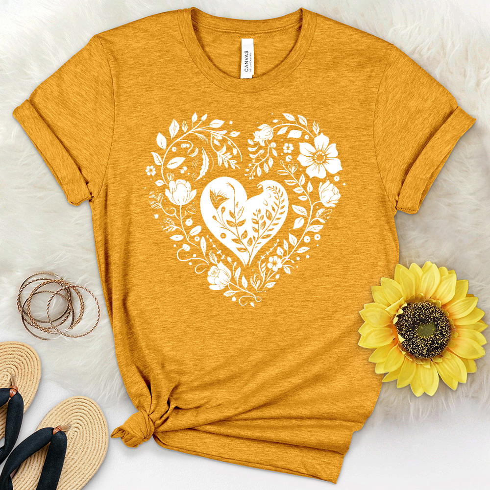 A Simple Floral Heart 01 Heathered Tee