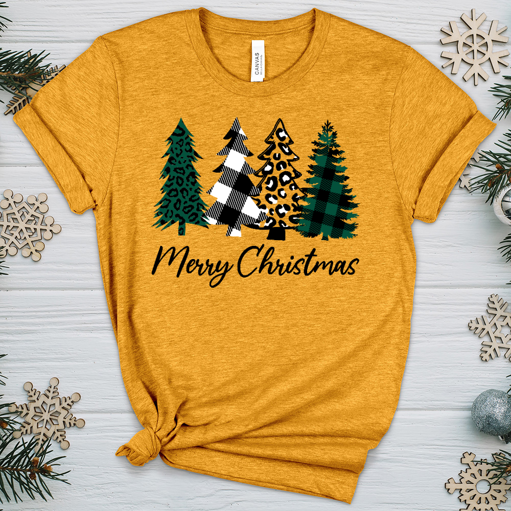 Merry Christmas Pine Tree Heathered Tee