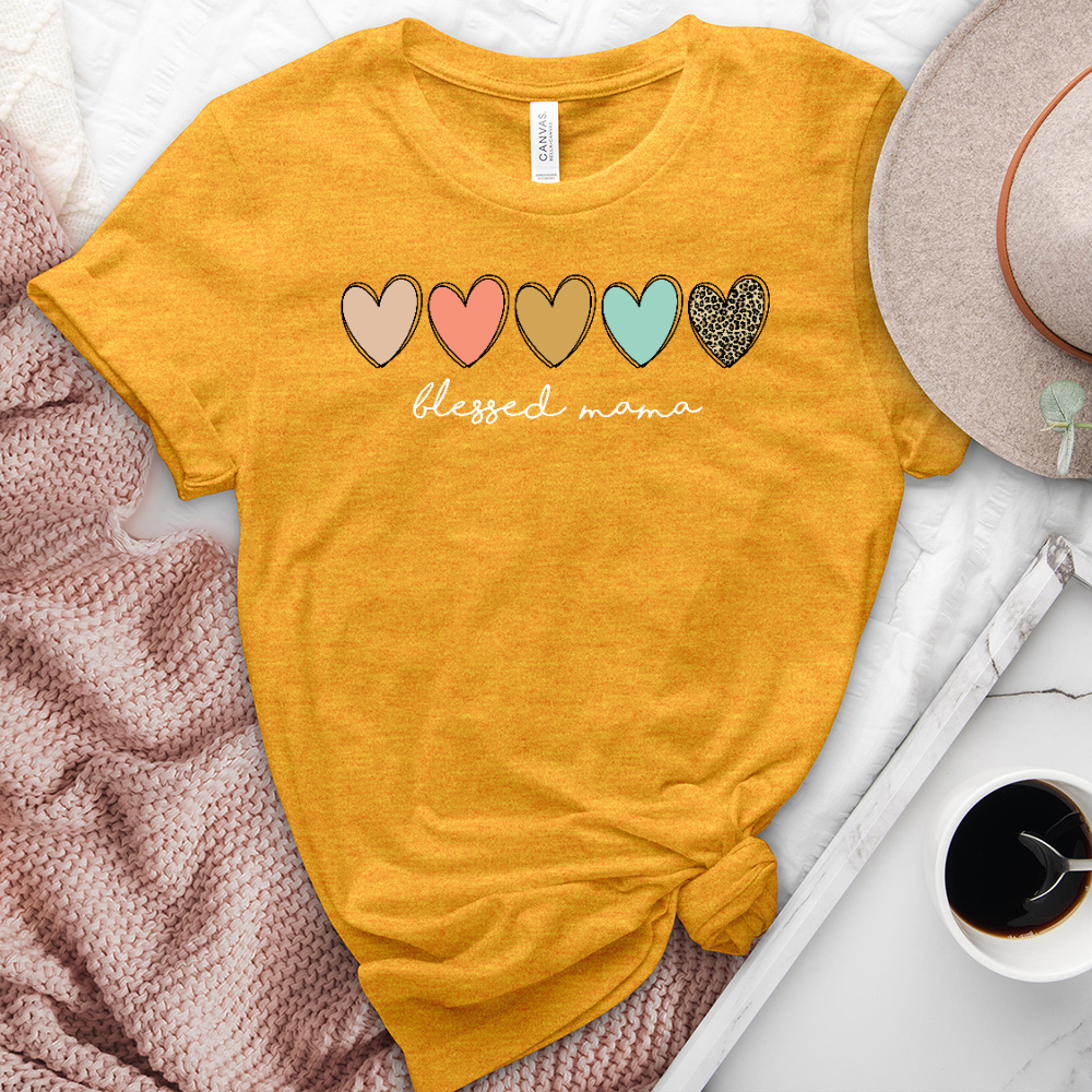 Blessed Mama Assorted Hearts Heathered Tee