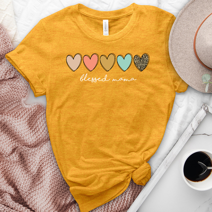 Blessed Mama Assorted Hearts Heathered Tee